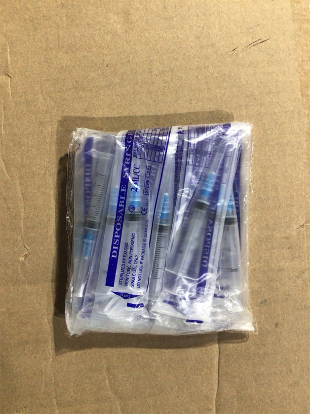 Disposable 2ml Syringe with 23Ga 1.0 Inch Needle, Each Individually Wrapped Pack of 20