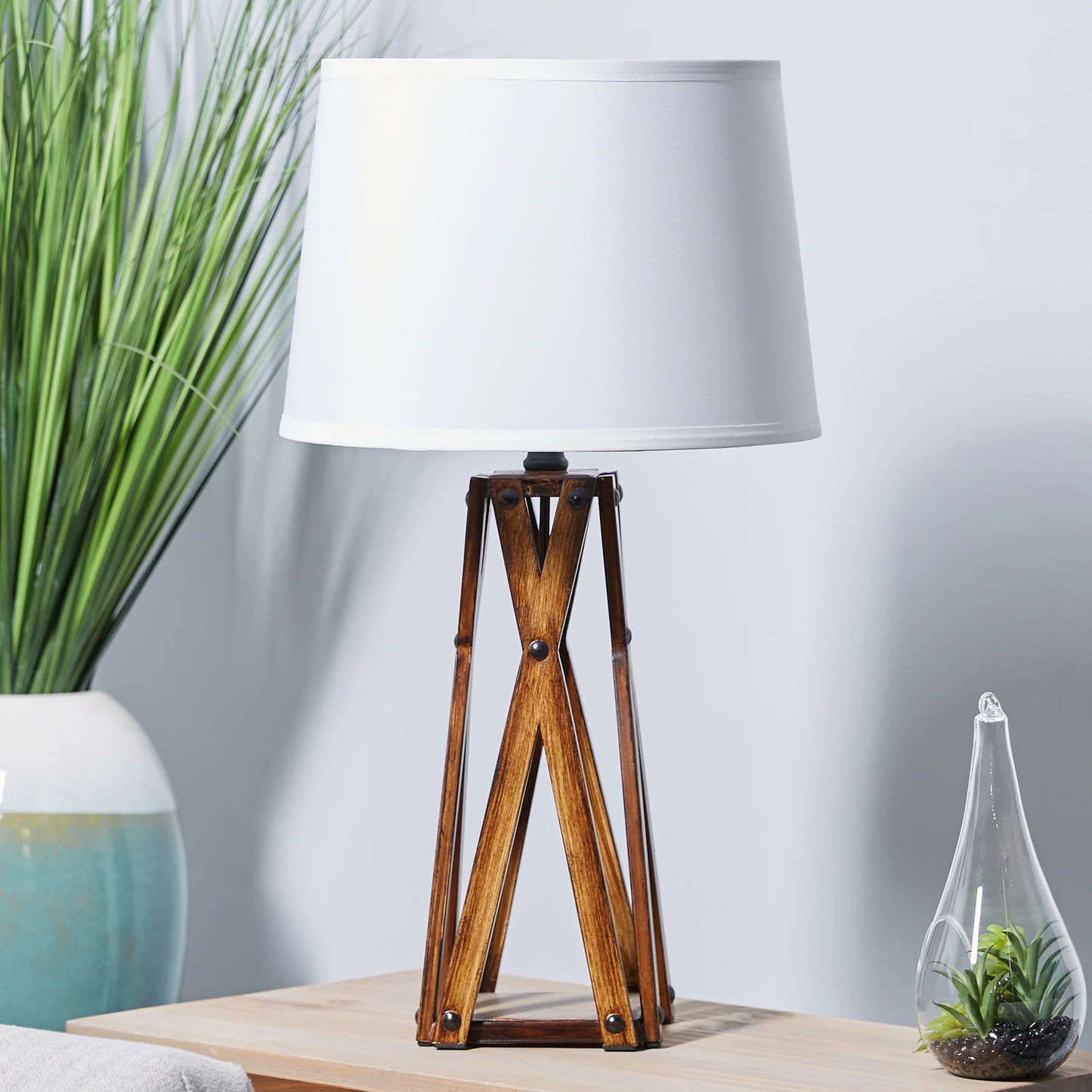 allen + roth 9-in x 13-in White Fabric Drum Lamp Shade