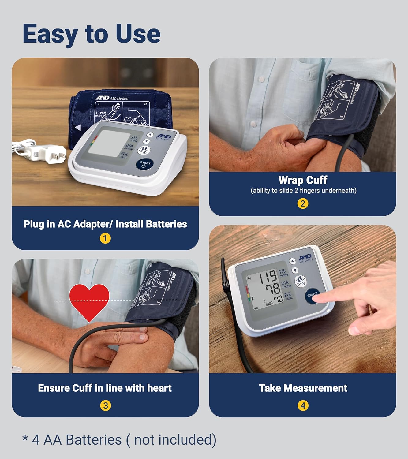 A&D Medical Multi-User Blood Pressure Monitor for Home Use UA-767FAC