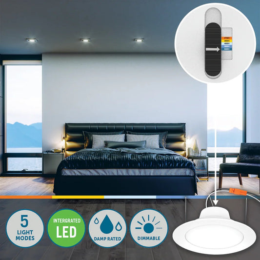Utilitech Canless Trimless Recessed Downlight White 4-in 750-Lumen Switchable White Round Dimmable LED Canless Recessed Downlight