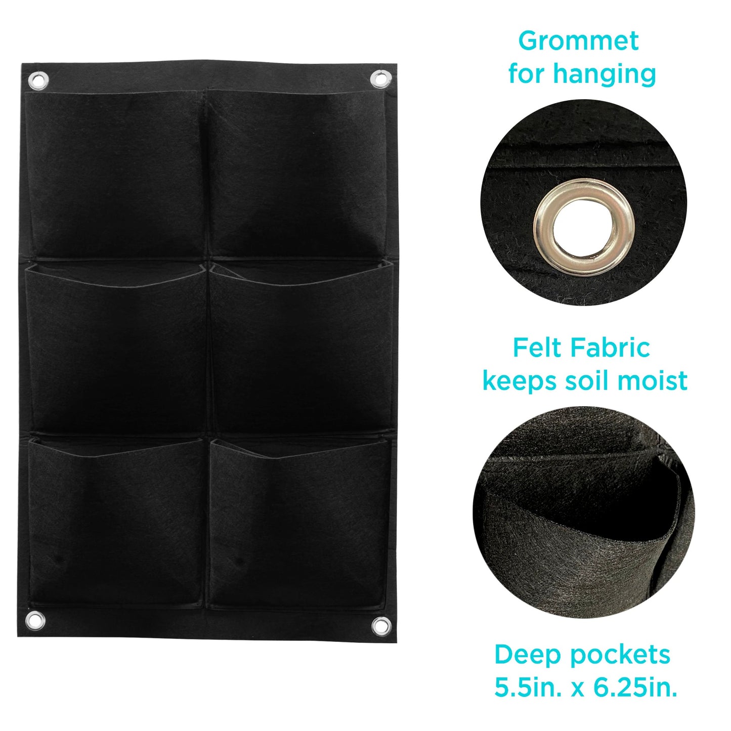 Style Selections Rectangle 2.5-in W Small Black Fabric Outdoor Wall Planter