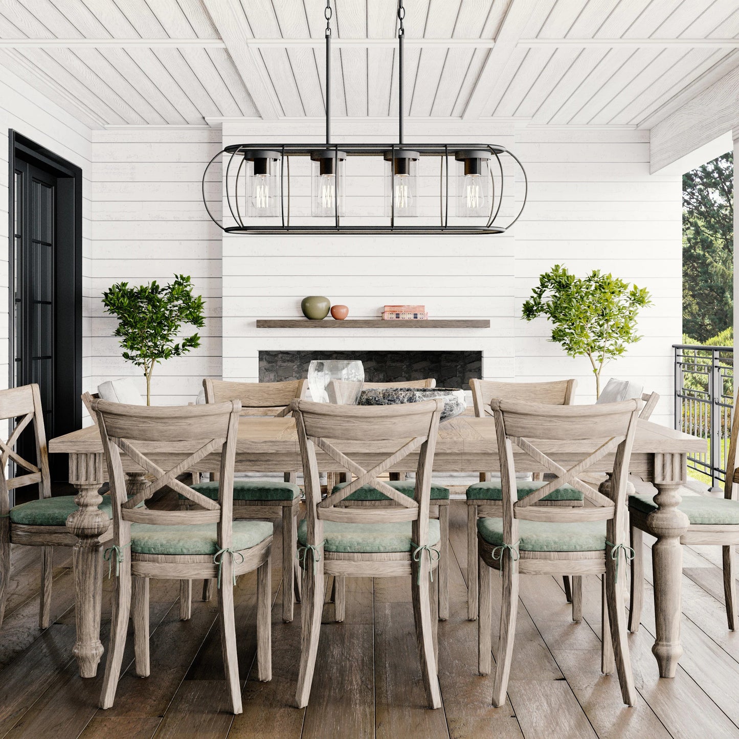 Quoizel Daxton 4-Light Matte Black Transitional Cage Chandelier