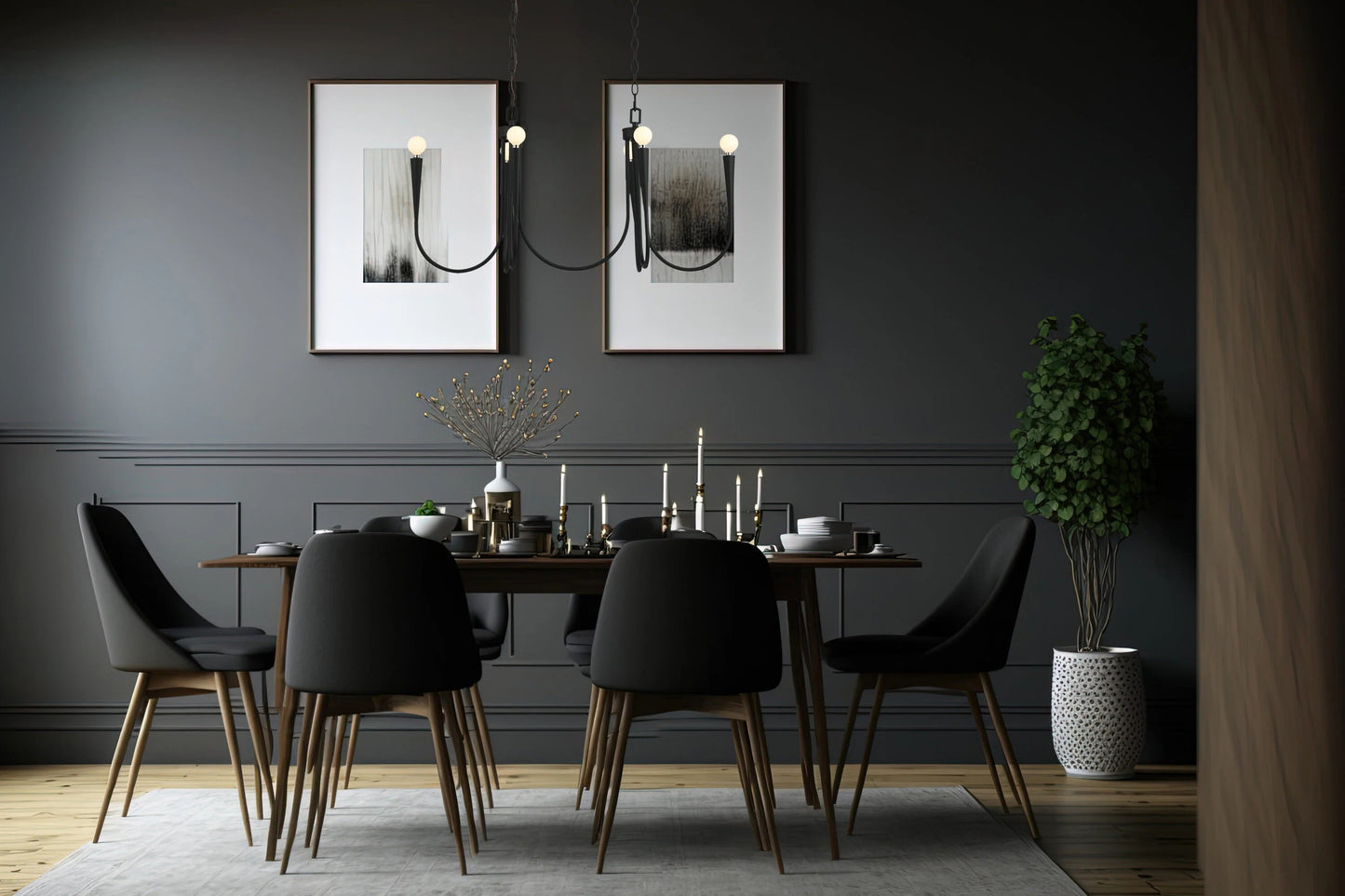 Origin 21 TRENTON 6-Light Matte Black Modern/Contemporary Bare Bulb Chandelier
