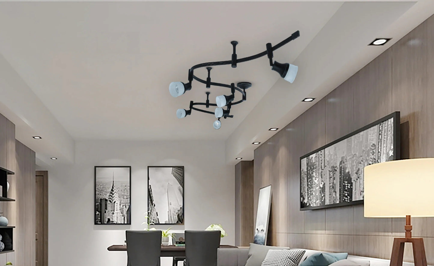 allen + roth Sloan 6-Light 96-in Matt Black Dimmable LED Flexible Track Light