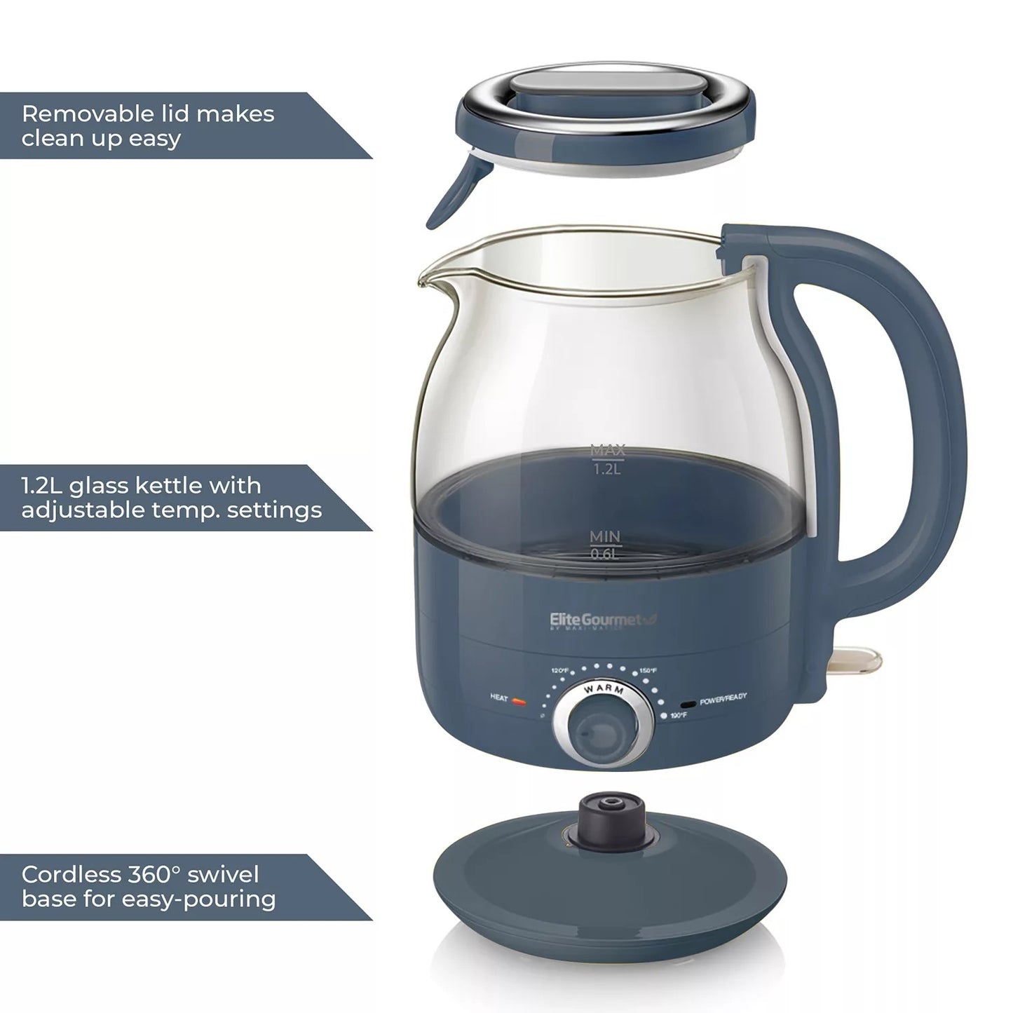 Elite 1.2-Liter Electric Glass Kettle