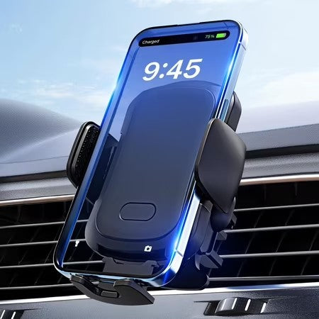 Car and Driver Smart Grip Charging Mount 15W Wireless Car Charger with Auto-Clamp, Motion-Activated Phone Holder, Vent or Windshield Mount