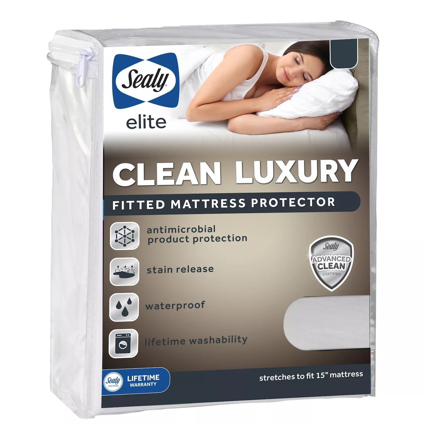Sealy Clean Luxury Waterproof Stain-Release Mattress Protector