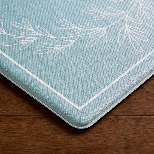 Bloomfield Home Sweet Home Leaf Frame 18 in. x 48 in. Blue Indoor Comfort Kitchen Mat