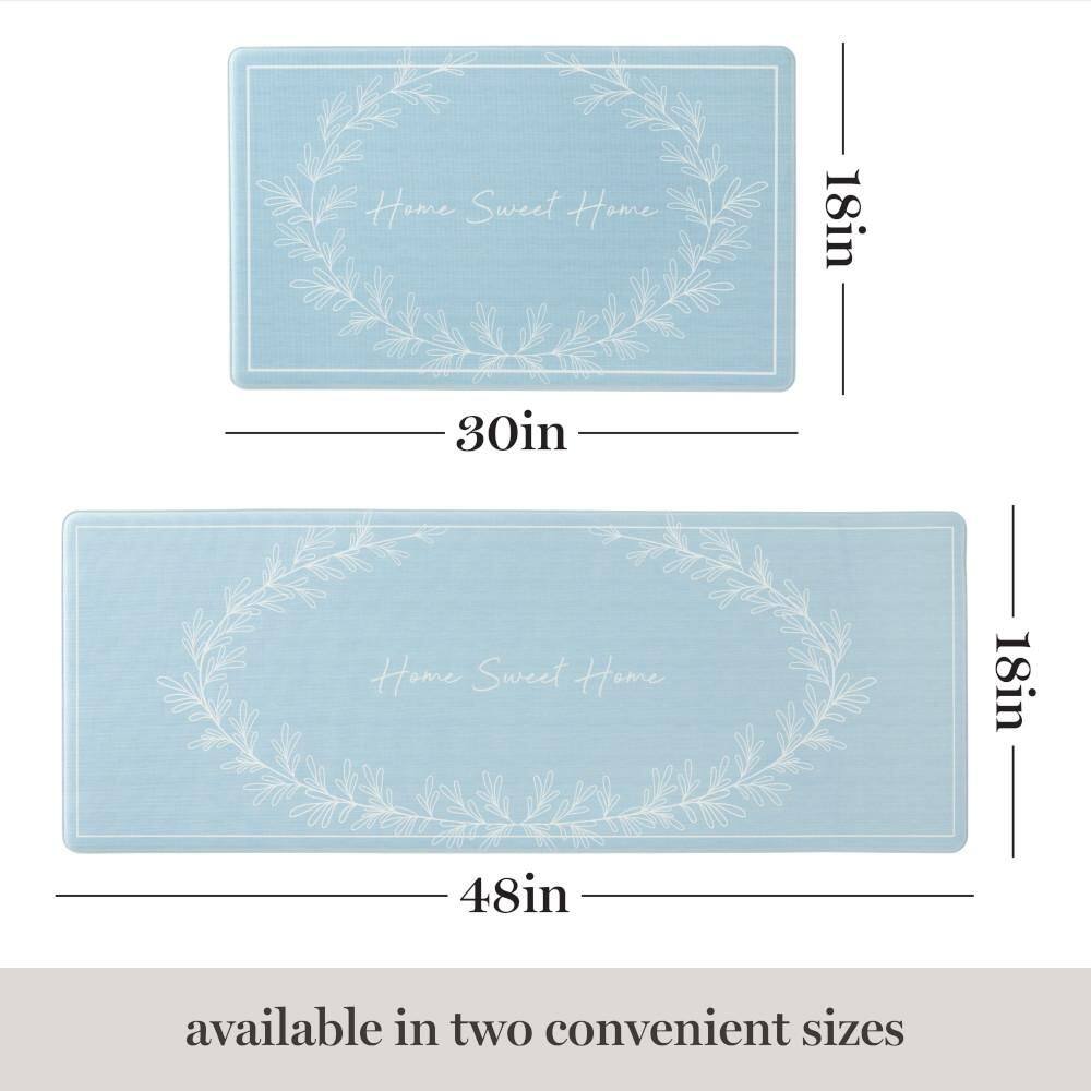 Bloomfield Home Sweet Home Leaf Frame 18 in. x 48 in. Blue Indoor Comfort Kitchen Mat