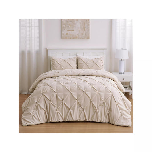 Bedsure Pintuck Comforter Set with Shams, Linen