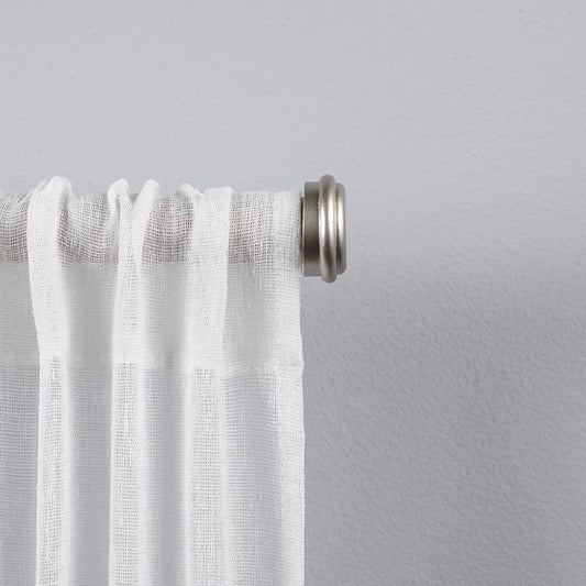 Topper 36 in. - 72 in. Adjustable 1 in. Single Curtain Rod Kit in Matte Silver with Finial