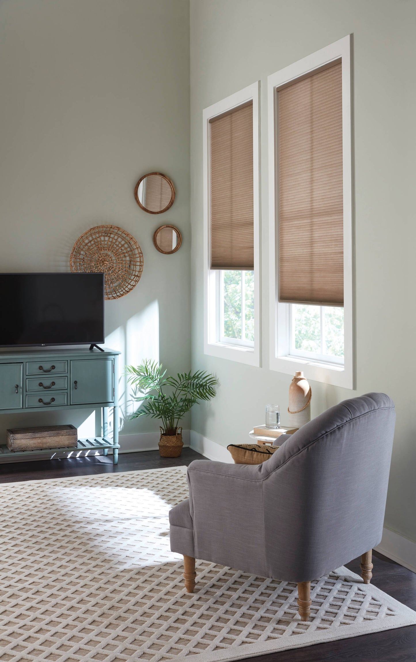 allen + roth 47-in x 64-in Linen Blackout Cordless Cellular Shade
