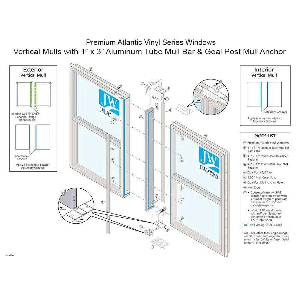 JELD-WEN 35.5-in White Vinyl-Window Joining Kit with Mull Bar and Clips