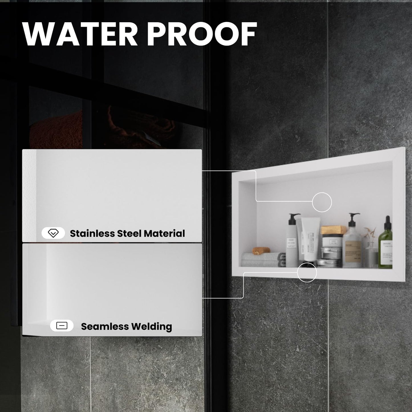 Stainless Steel Shower Niche 12" X 24"