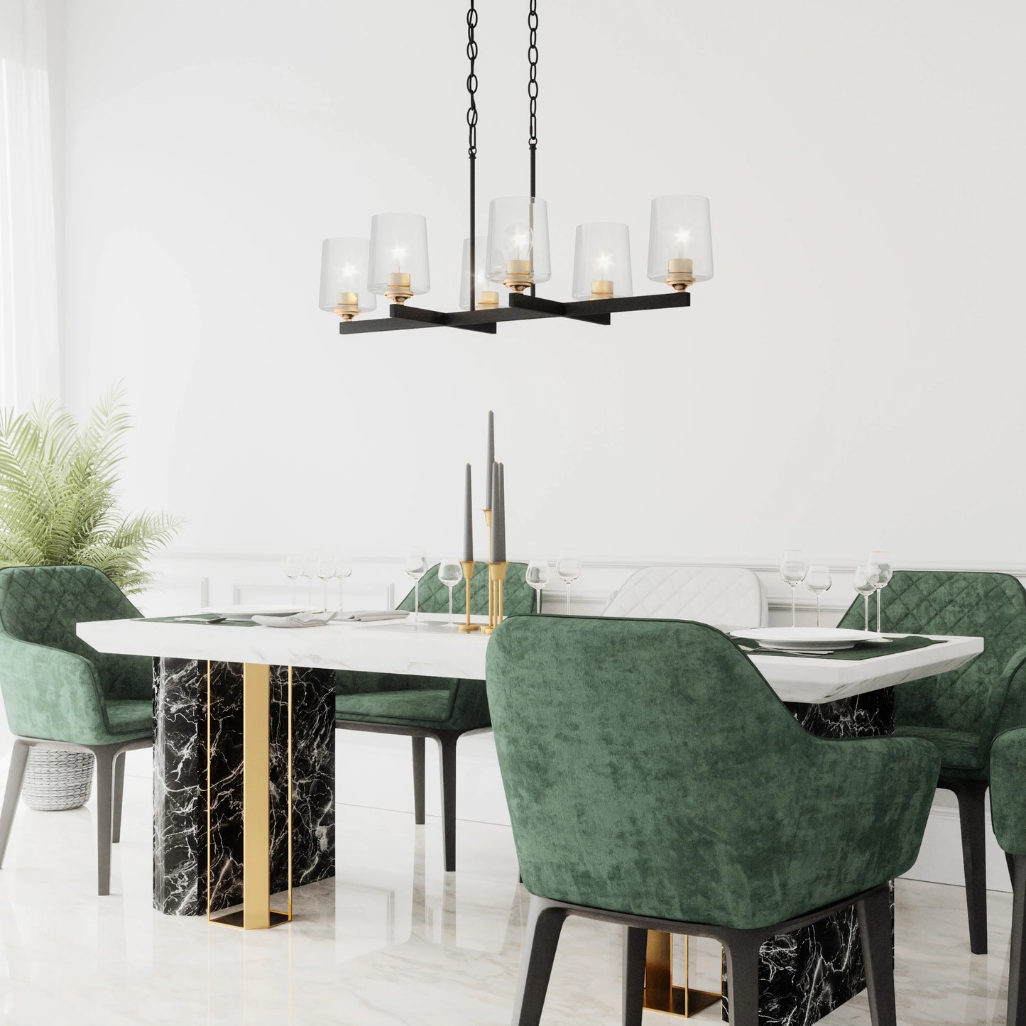 Quoizel Whitlock 6 -Light Matte Black Modern/contemporary For Use in Bathrooms, Bedrooms, Dining Rooms, Foyers, Kitchens, Living Rooms Chandelier