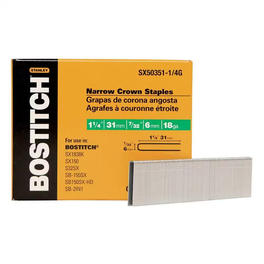 1-1/4 in. x 18-Gauge Narrow Crown Staples (3000-Pack)