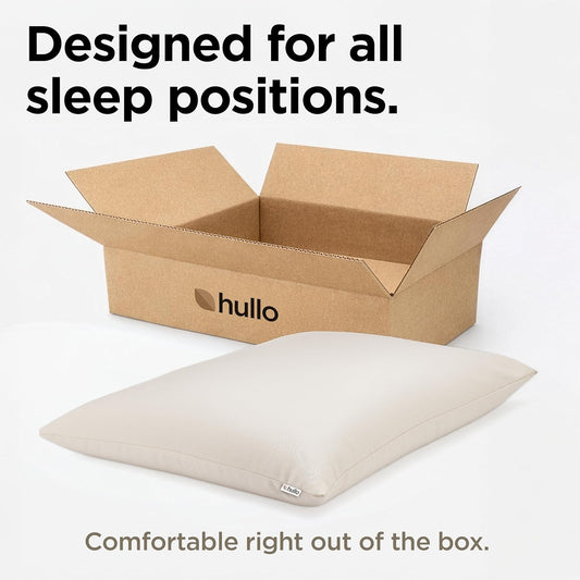 Hullo Buckwheat Pillow - Organic Adjustable Cooling Pillow for Side & Back Sleepers