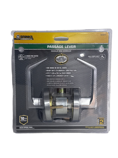 BRINKS COMMERCIAL Heavy Duty Commercial Lever Satin Chrome Interior Hall/Closet Passage Door Handle