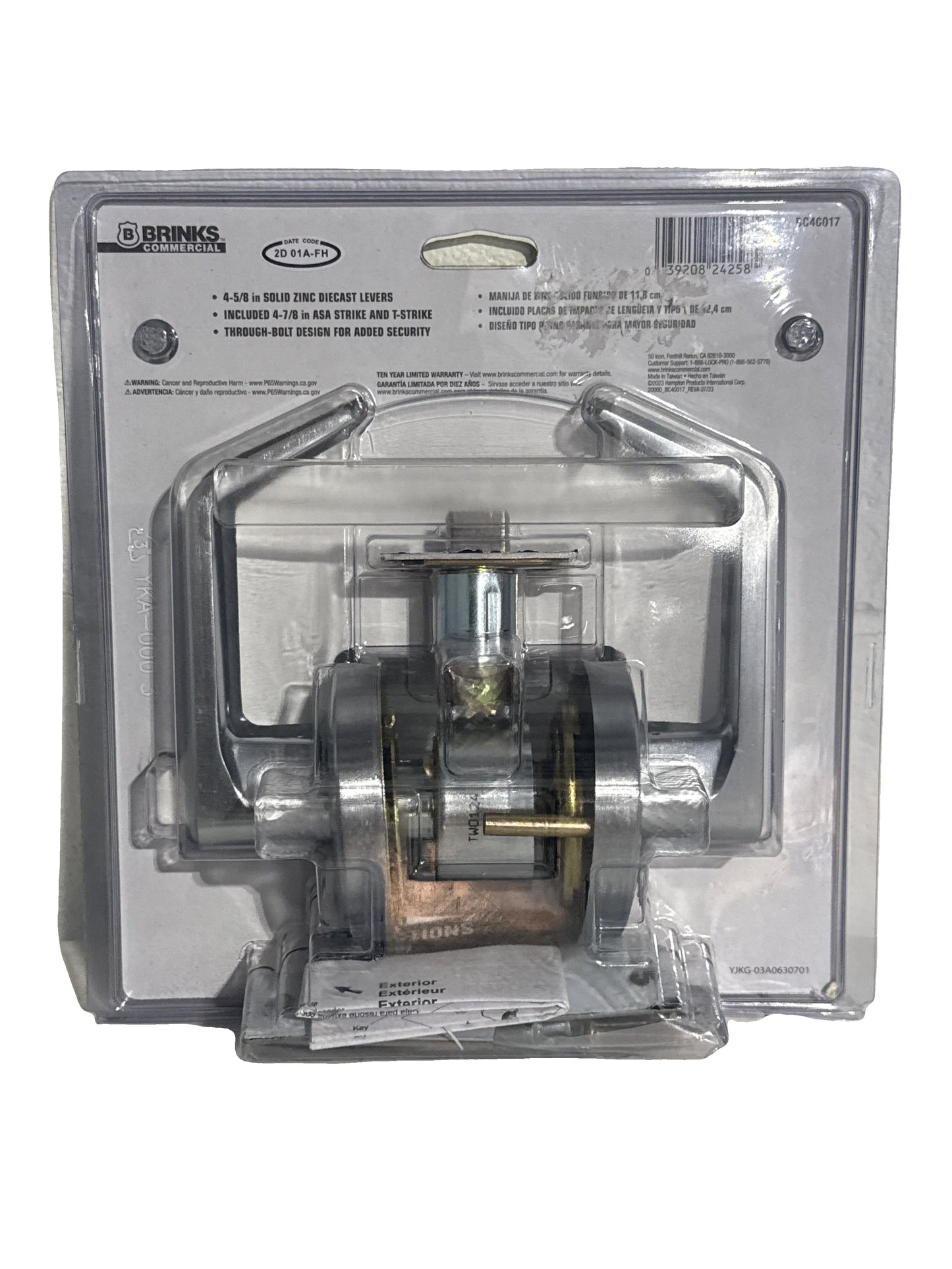 BRINKS COMMERCIAL Heavy Duty Commercial Lever Satin Chrome Interior Hall/Closet Passage Door Handle