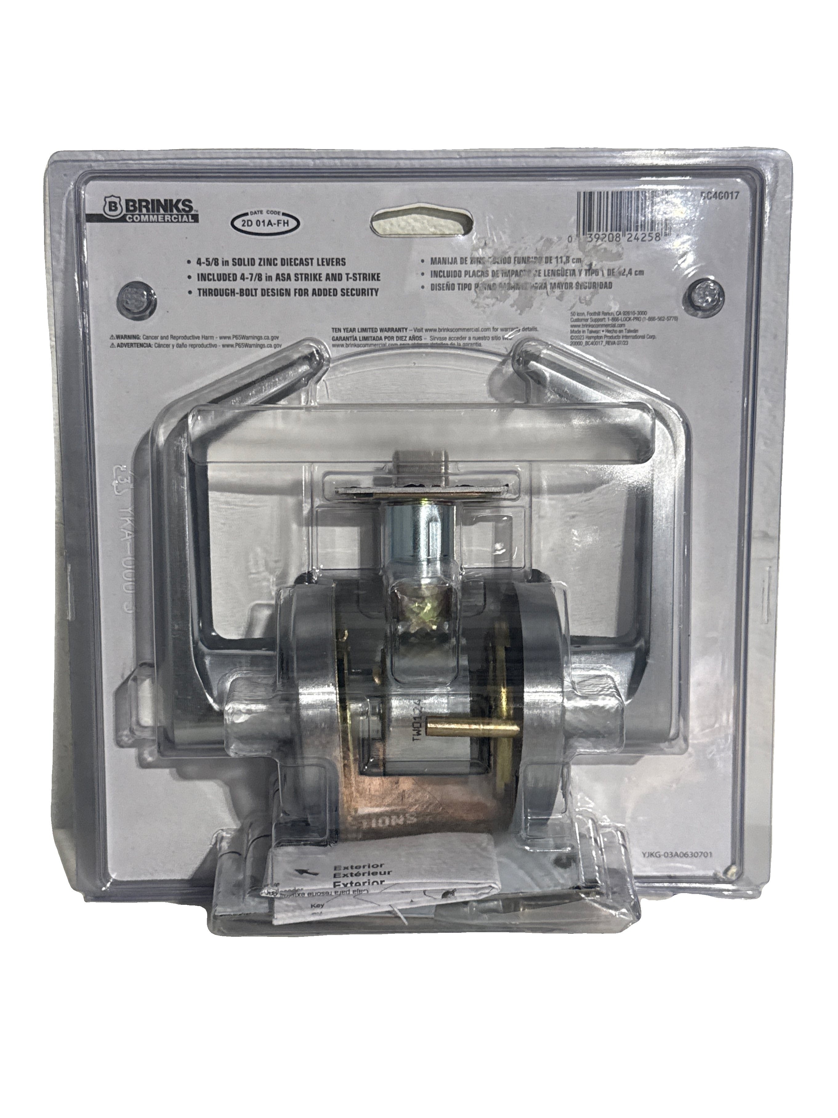 BRINKS COMMERCIAL Heavy Duty Commercial Lever Satin Chrome Interior Hall/Closet Passage Door Handle