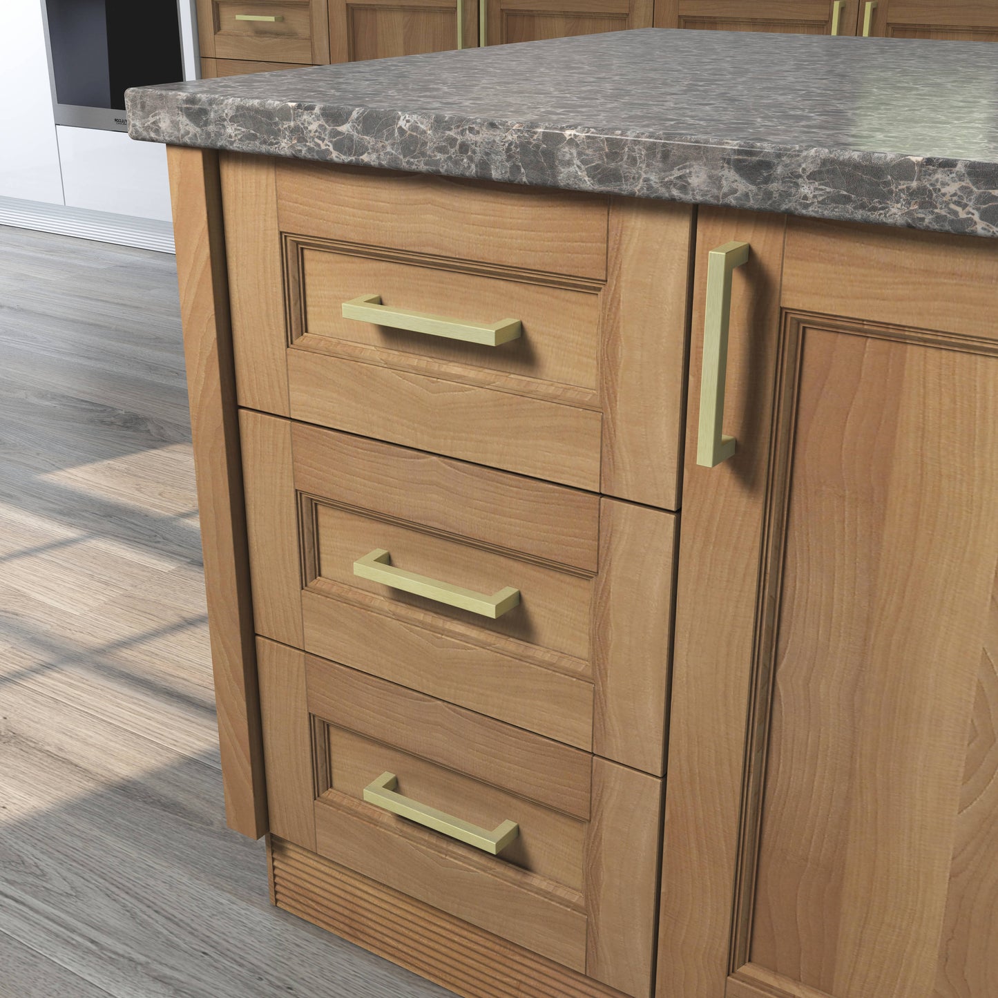 Origin 21 Center to Center Brushed Brass Square Handle Drawer Pull (6-Pack)