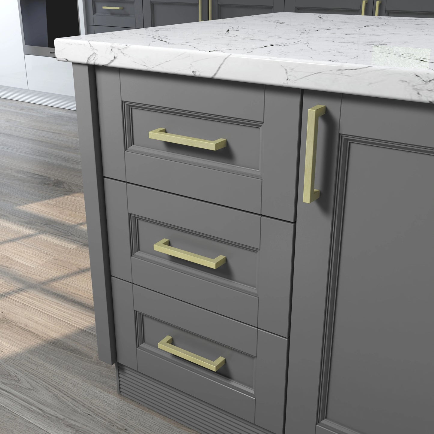 Origin 21 Center to Center Brushed Brass Square Handle Drawer Pull (6-Pack)