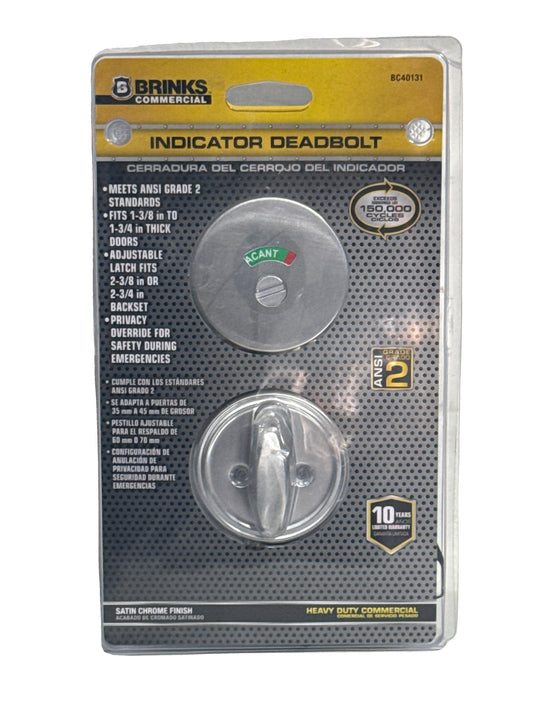 BRINKS  Industrial Duty Commercial Satin Chrome Single Sided Deadbolt with Occupancy Indicator Deadbolt