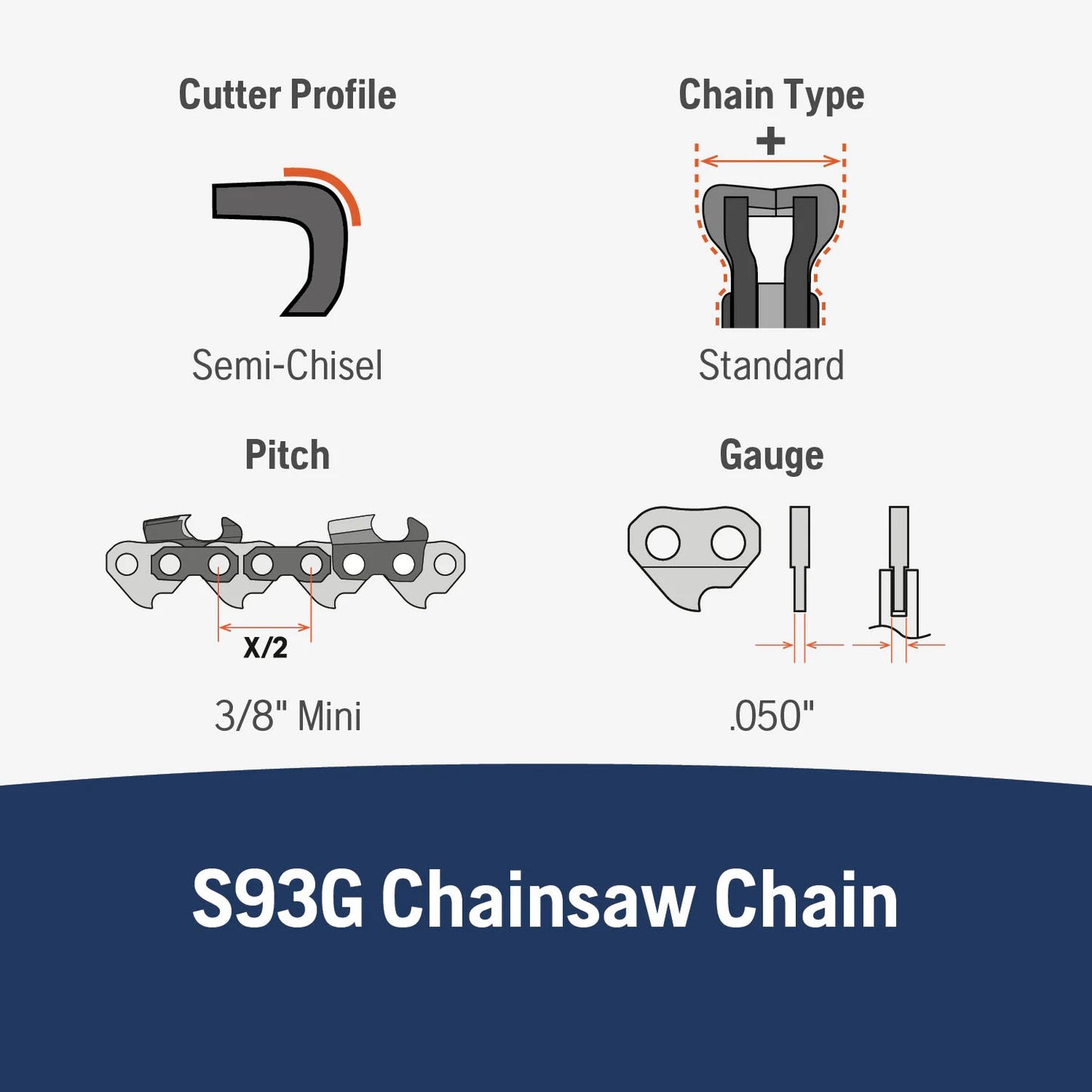 Husqvarna X-Cut S93G 52 Link Replacement Chainsaw Chain