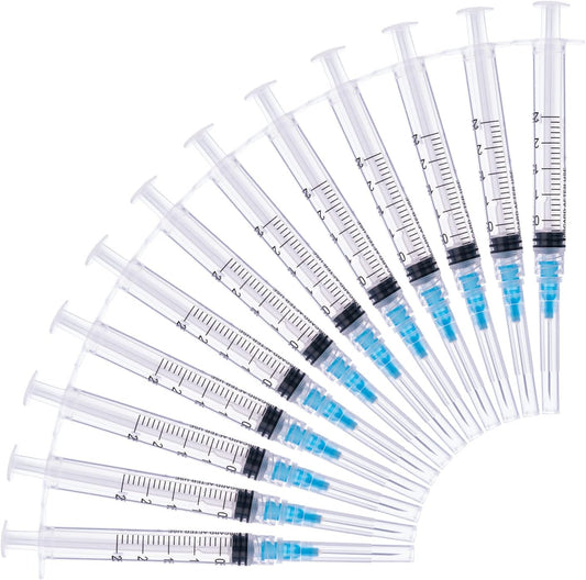 Disposable 2ml Syringe with 23Ga 1.0 Inch Needle, Each Individually Wrapped Pack of 20