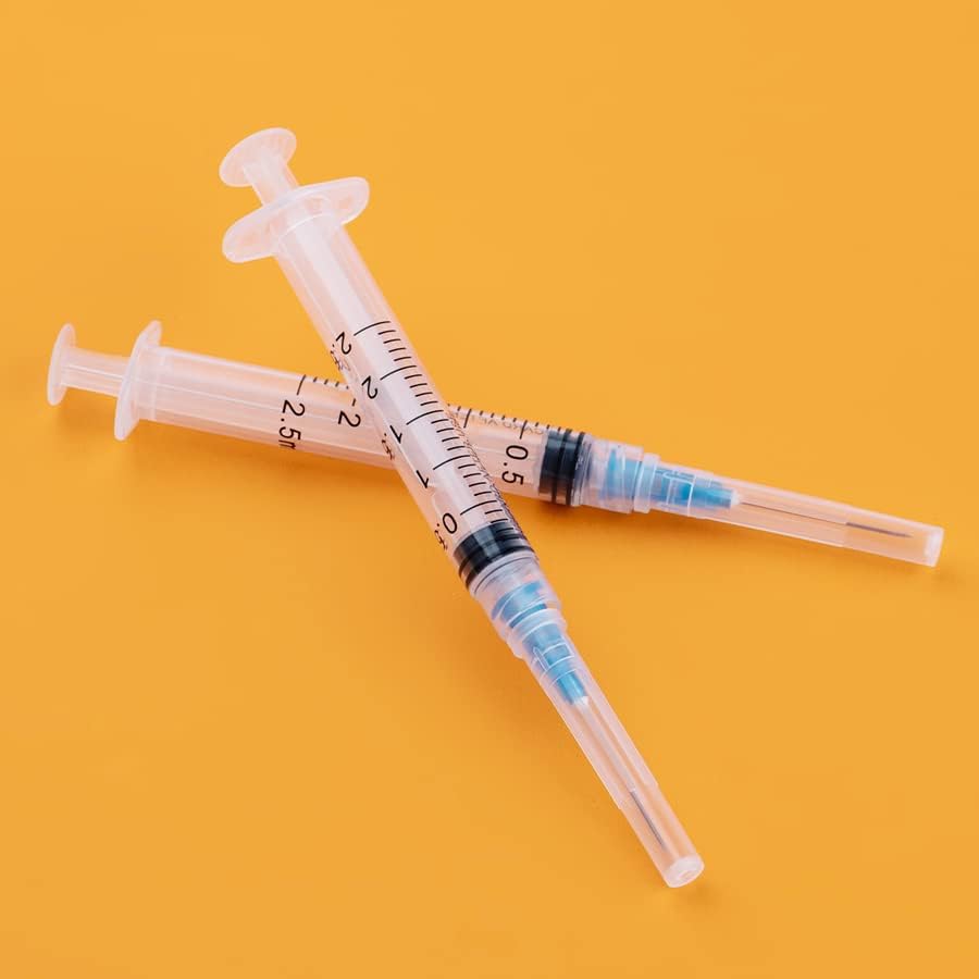 Disposable 2ml Syringe with 23Ga 1.0 Inch Needle, Each Individually Wrapped Pack of 20