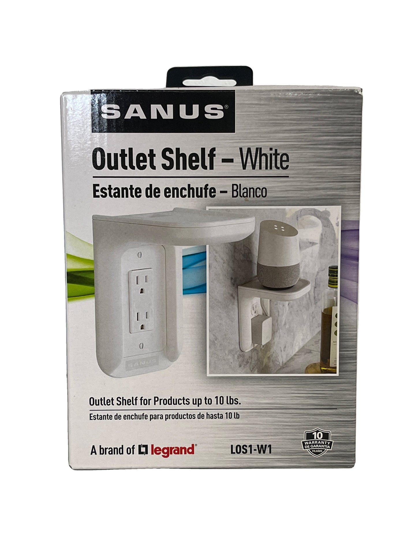 Sanus 1-Gang Specialty Size Outlet Shelf White Plastic Indoor Wall Plate