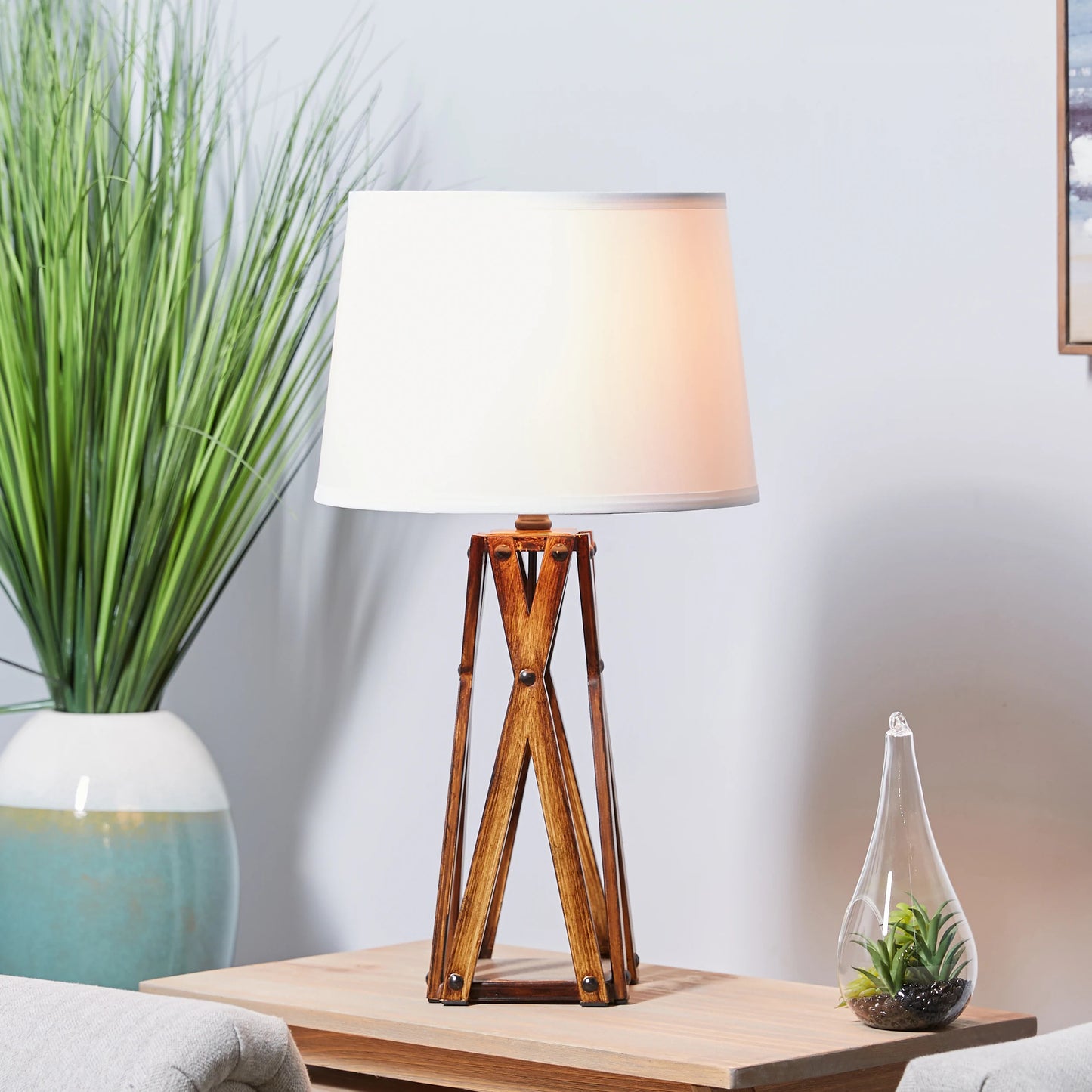 allen + roth 9-in x 13-in White Fabric Drum Lamp Shade