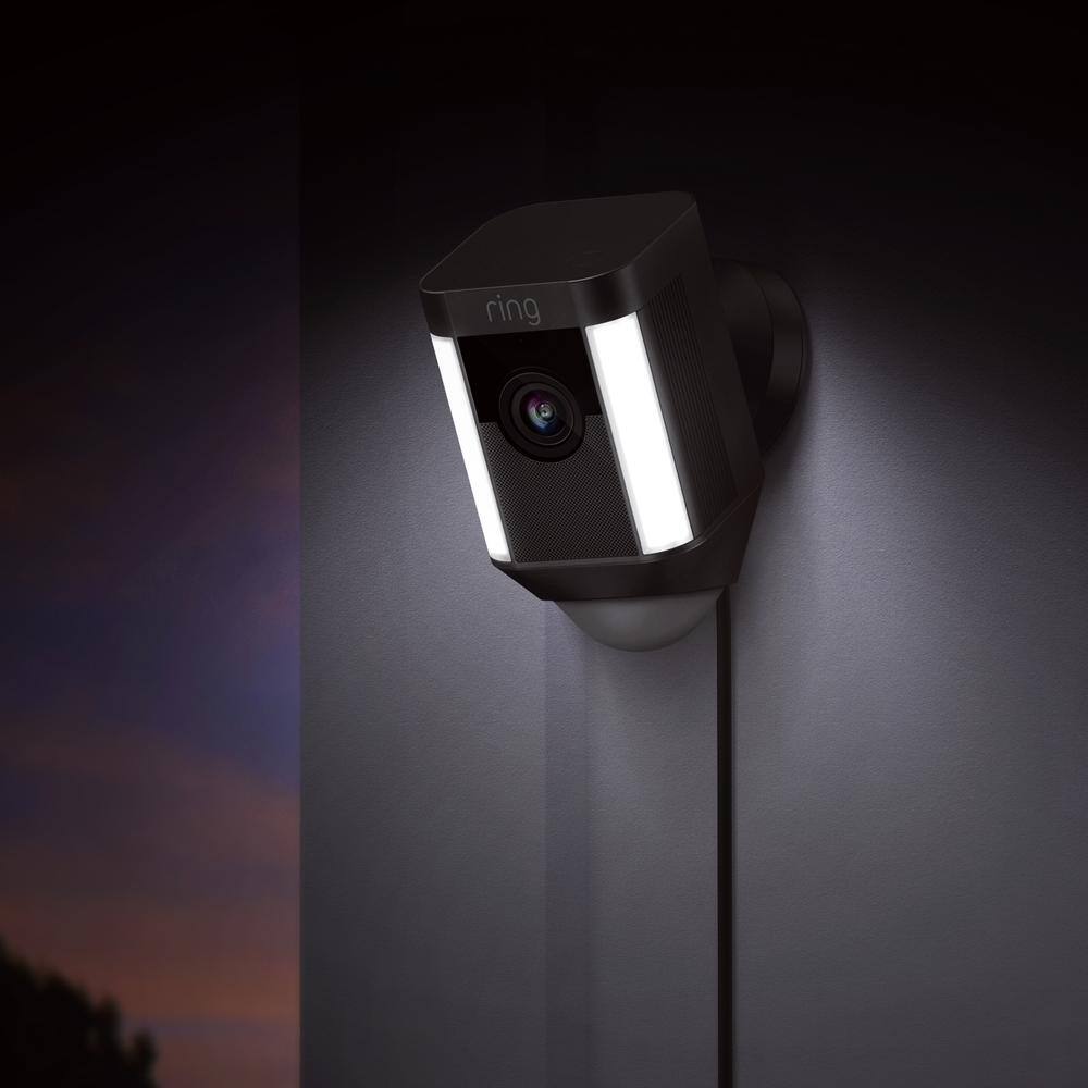 Spotlight Cam Wired (Plug-In) Outdoor Rectangle Security Camera, Black
