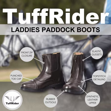 TuffRider Women Starter Synthetic Leather Front Zipper Paddock Boots - Size 7.5