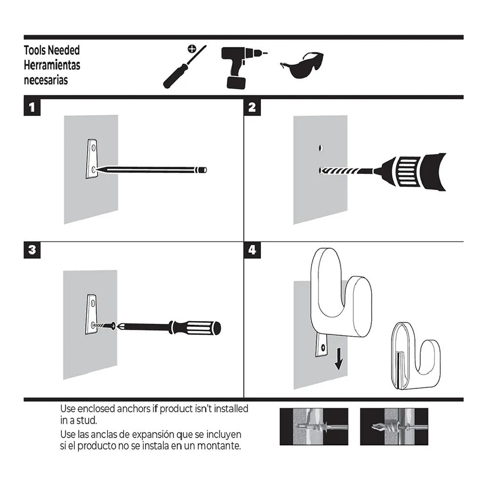 RELIABILT 1-Hook 1.5-in x 3.13-in H Black Decorative Wall Hook (30-lb Capacity)
