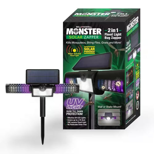 1200-Volt Solar Monster Zapper 2-in-1 Electric Flood Light Mosquito Zapper