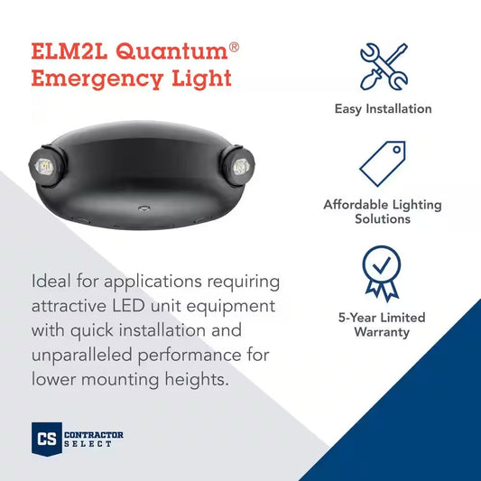 2.4-Watt 120-Volt to 277-Volt Adjustable Head Integrated LED Black Emergency Light