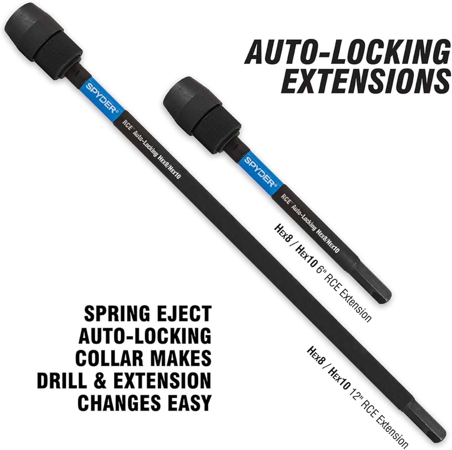 Spyder 6-inch Dual Hex8 and Hex10 Locking Hole Saw Extension Chuck
