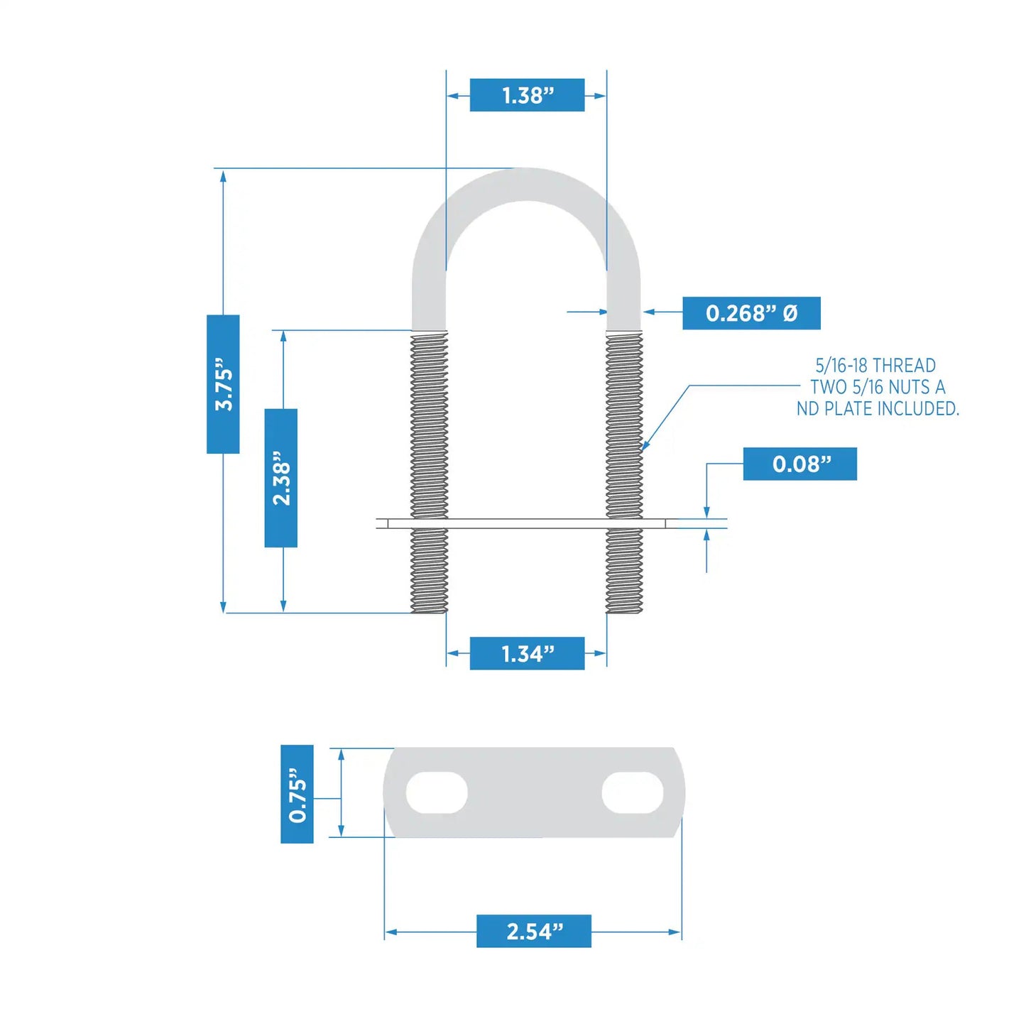 National Hardware Zinc-plated Interior/Exterior Coarse Thread U-bolt Bolt