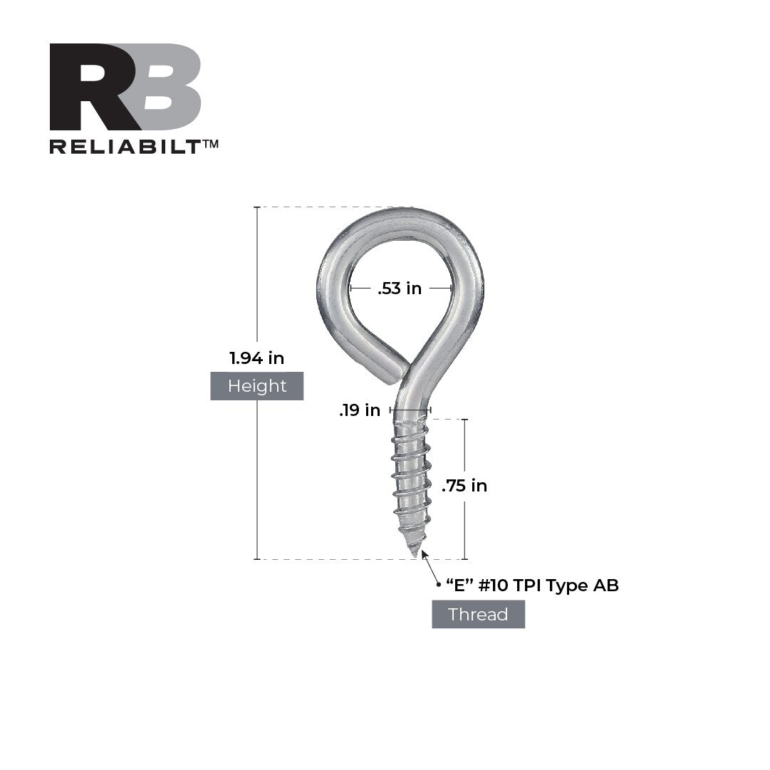 RELIABILT #6 2-in Zinc-plated Interior/Exterior Coarse Thread Eye Bolt 25 -Count