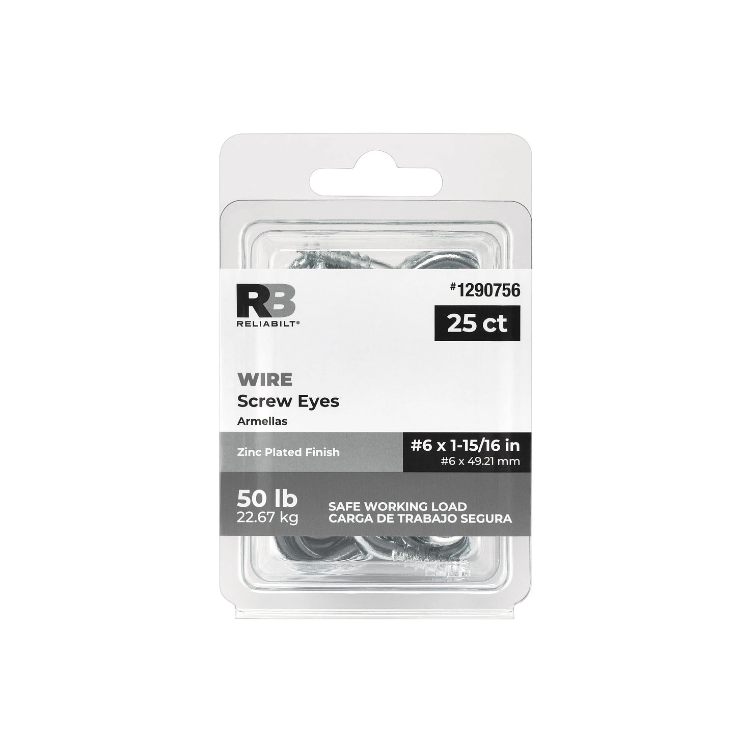 RELIABILT #6 2-in Zinc-plated Interior/Exterior Coarse Thread Eye Bolt 25 -Count