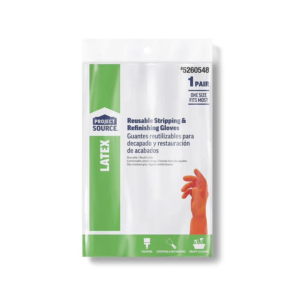 Project Source One Size Fits All Textured-Grip Latex Reusable Cleaning Gloves (1-Pair)