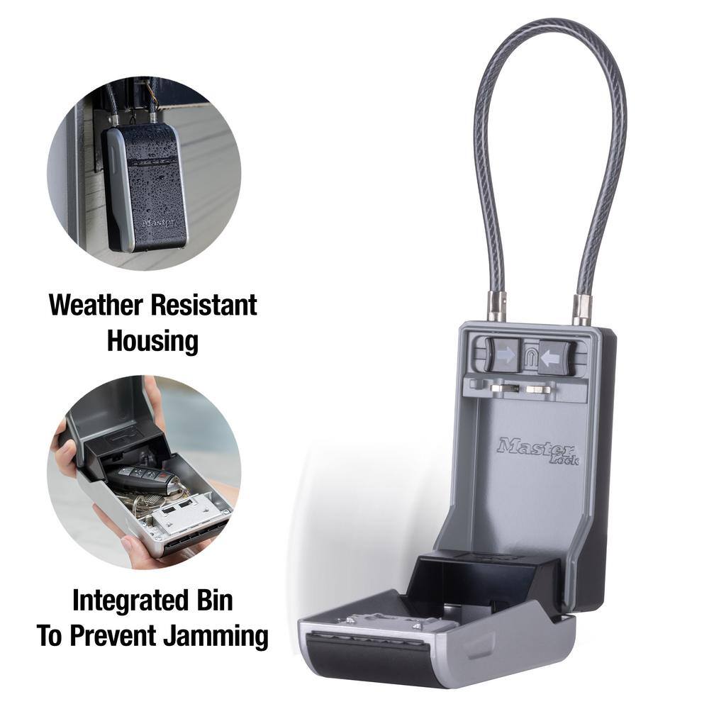 Large Key Lockbox, Combination Dials, Removable Cable