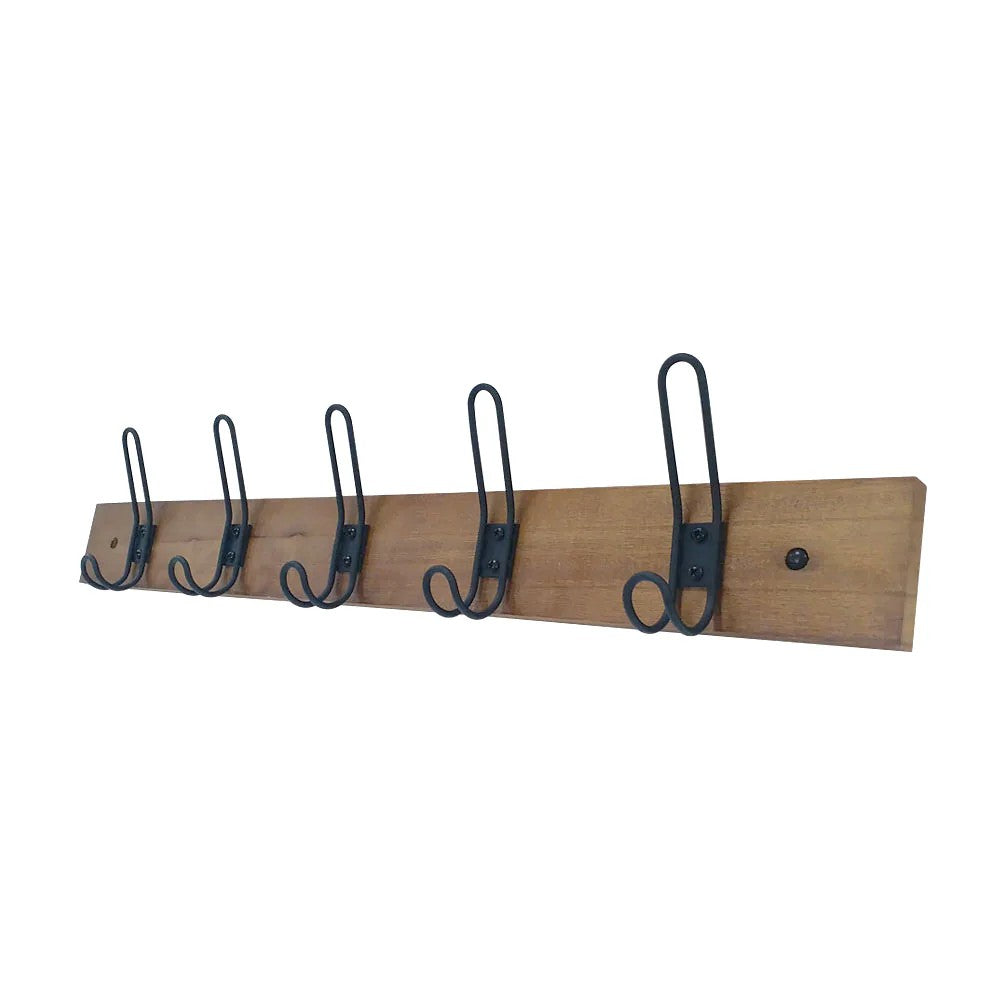 allen + roth 5-Hook 27.01-in x 2.76-in H Brown Decorative Wall Hook