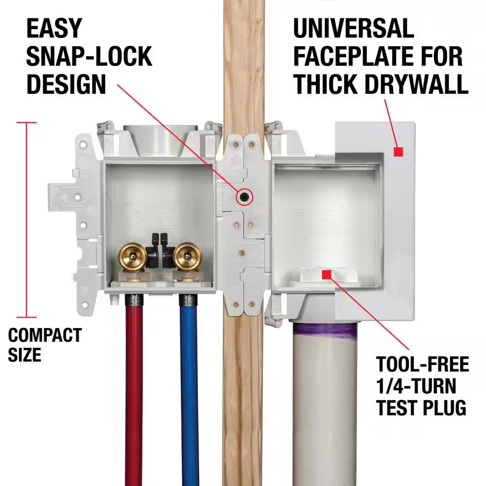 Moda 2 in. Plastic Copper Sweat Washing Machine Outlet Box with 1/4 in. Turn
