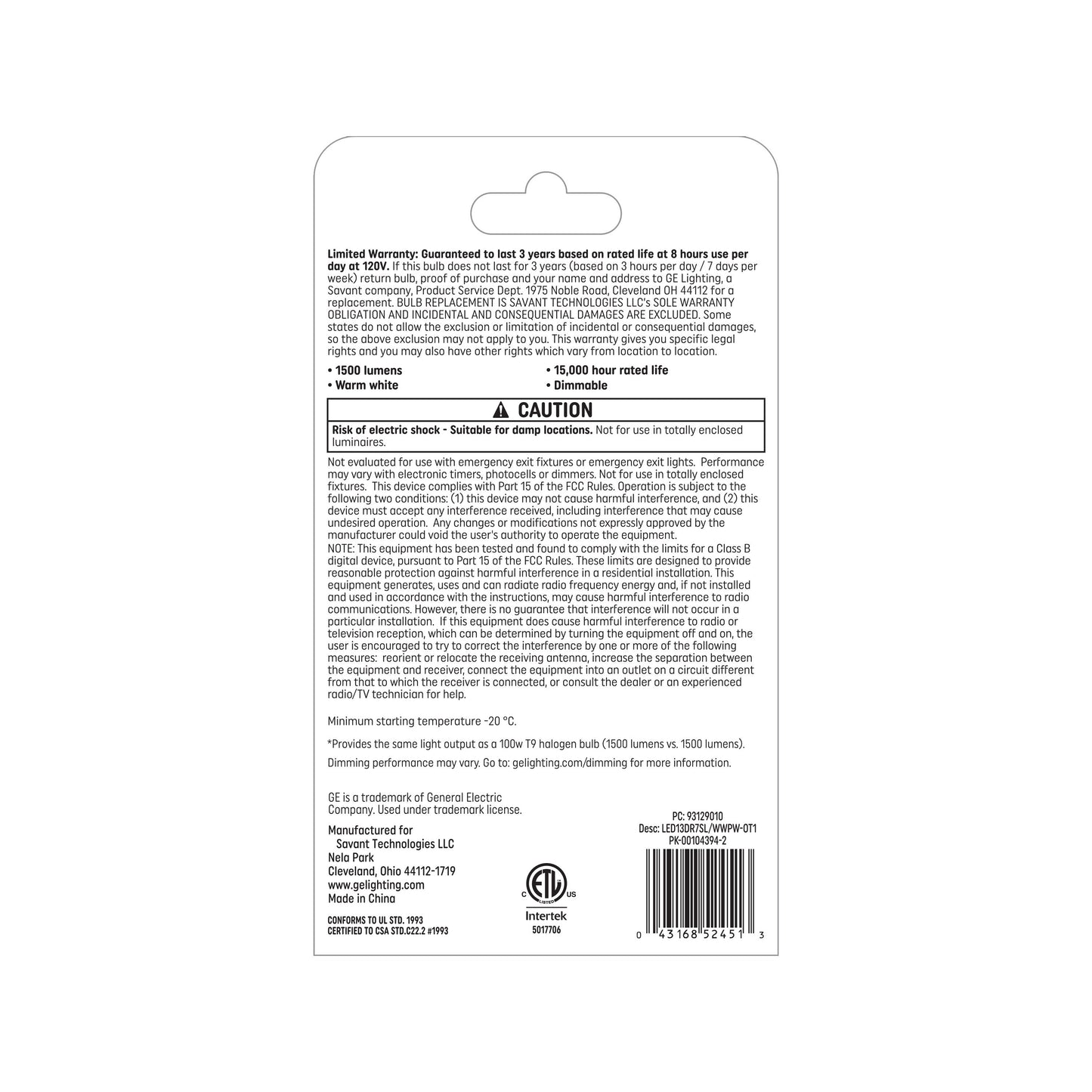GE 100-Watt EQ T9 Warm White Rx7S Dimmable LED Specialty Light Bulb