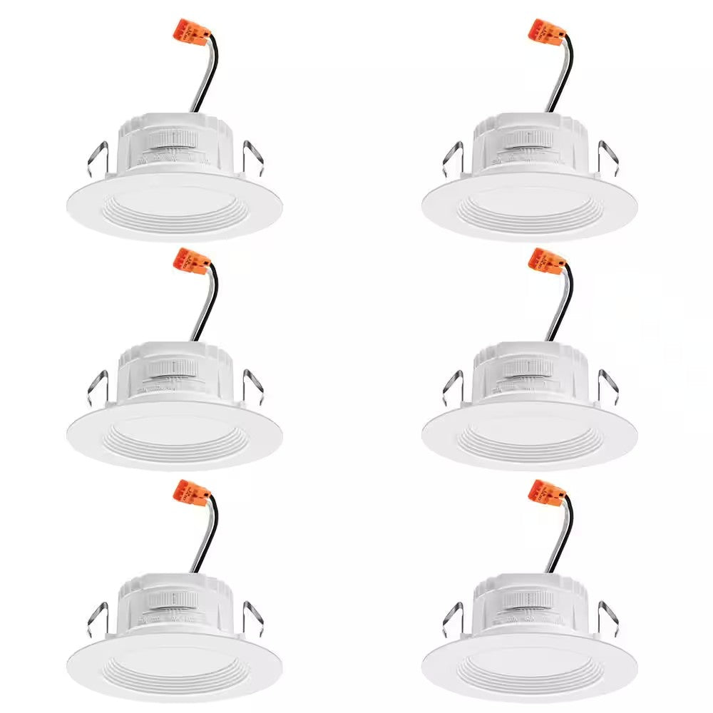Contractor Select RB4S 4 in. LED White Smooth Recessed Light Trim 6-Pack