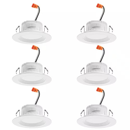 Contractor Select RB4S 4 in. LED White Smooth Recessed Light Trim 6-Pack
