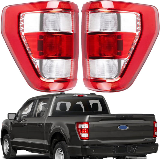 Tail Light Assembly Compatible With 2021-2024 Ford F150 XL Driver and Passenger Side Rear Brake Lamps Rear Brake Lamps Halogen With Bulbs and Harness Included