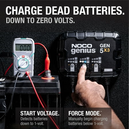 NOCO Genius GEN5X3: 3-Bank 15A (5A/Bank) 12V Onboard Battery Charger and Maintainer